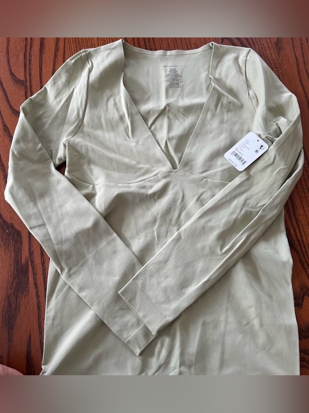 Free People Light Sage Green V-Neck Blouse